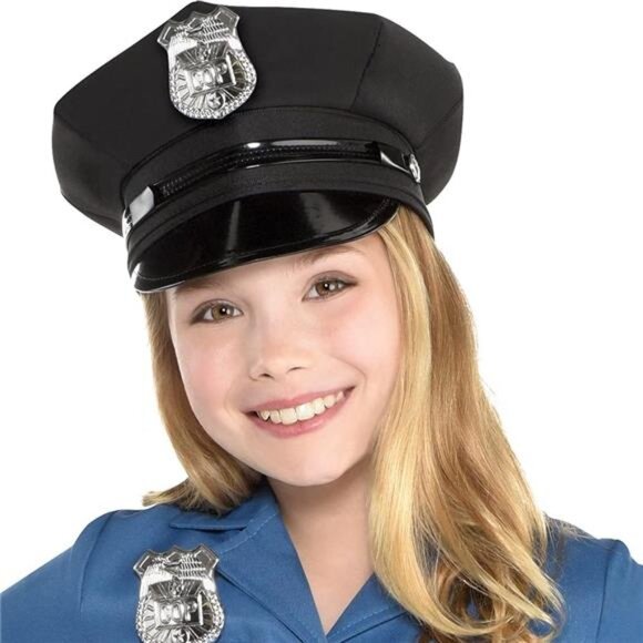 Kids Police Dress Halloween Costume Party Dress for Girls, Includes Belt and Hat - Picture 2 of 6